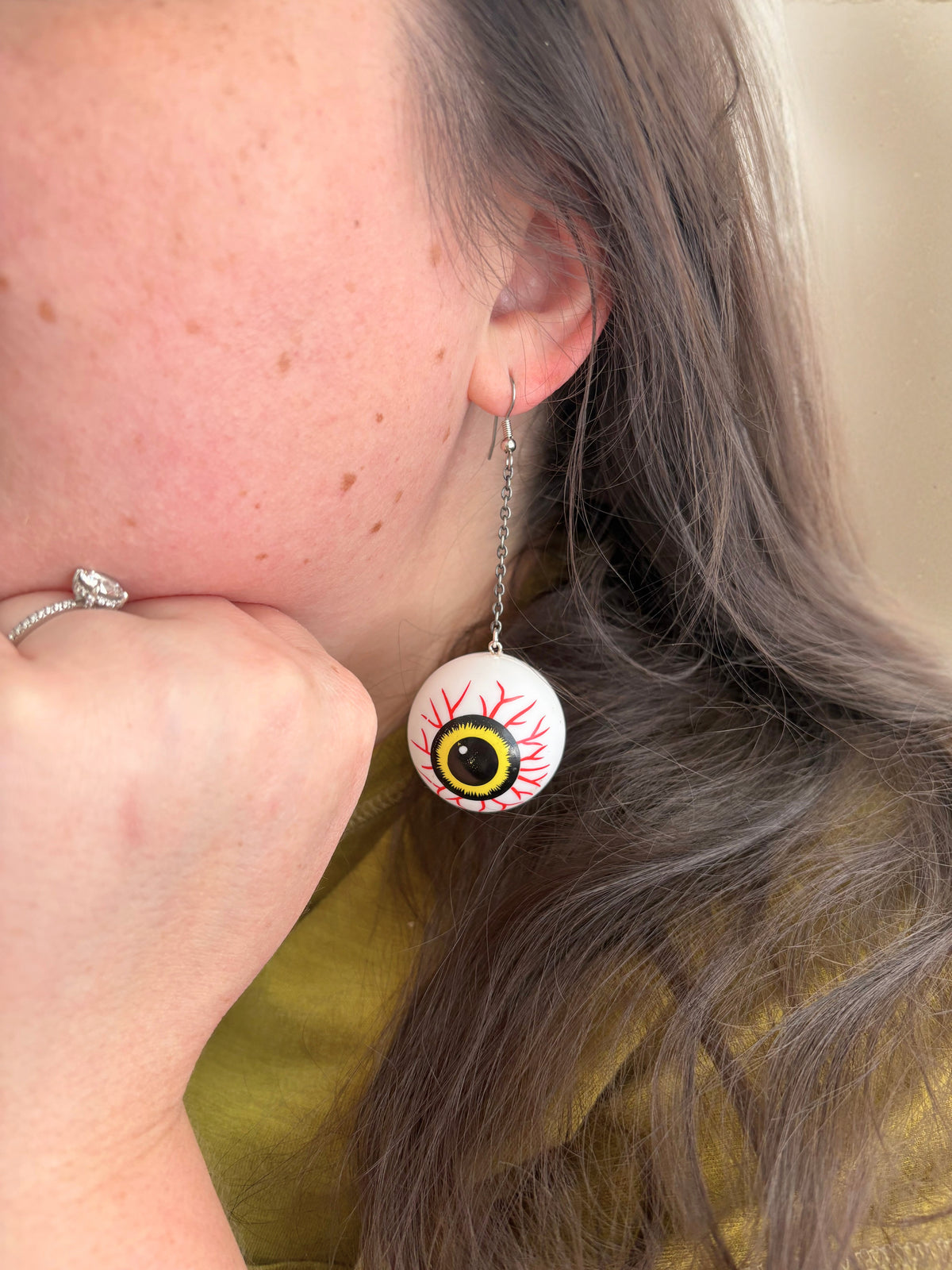 Handmade Eyeball Dangle Earrings | Spooky Halloween Goth Statement Jewelry