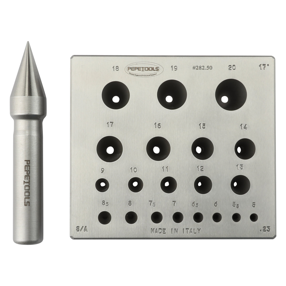 Round Bezel Forming Block, 20 holes, 17° Taper, 5mm - 20mm Diameter - Clay Revolution