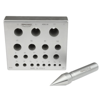 Round Bezel Forming Block, 20 holes, 17° Taper, 5mm - 20mm Diameter - Clay Revolution