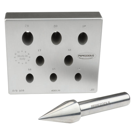 Oval Bezel Forming Block w/ Punch - 8 Holes, Large Sizes