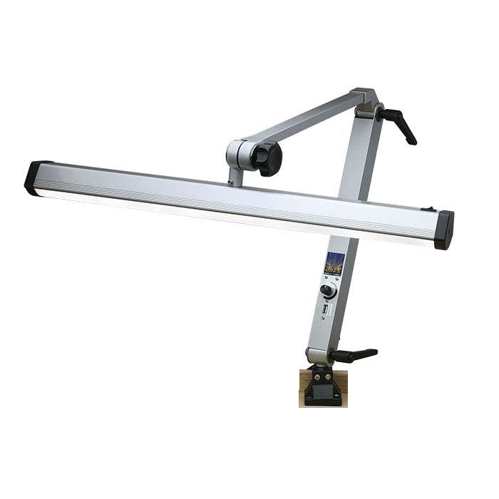 Extra-Wide Silver-Finish Jeweler's LED Task Lamp with USB Port - Clay Revolution