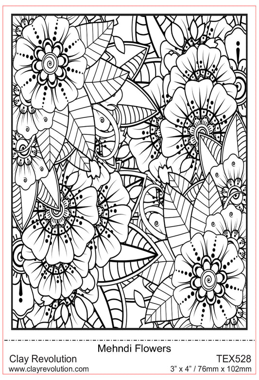 Mehndi Flowers Texture Sheet - Clay Revolution