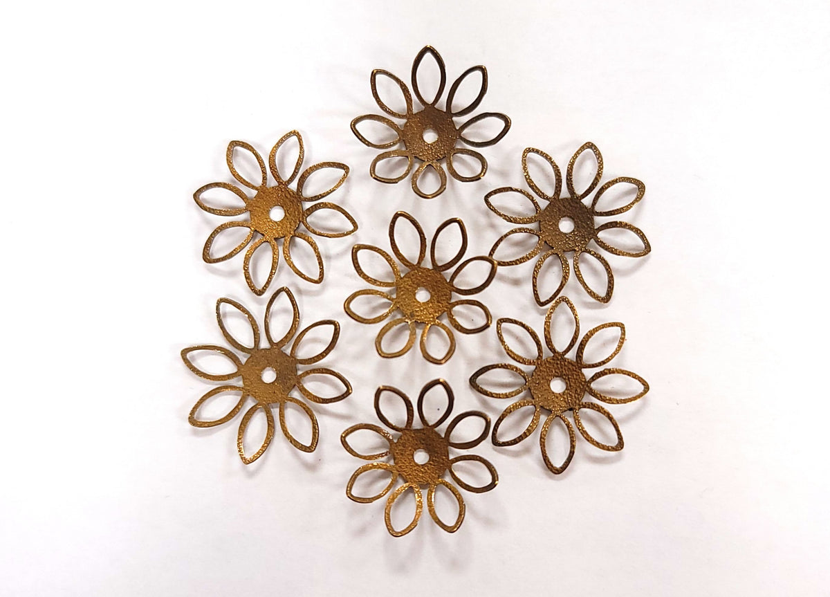 Brass Flower Open Petal w/ Hole Component