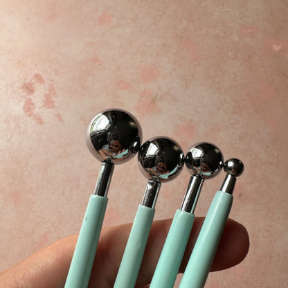 Large Ball Stylus set | round tips for decorating clay hammered metal tool