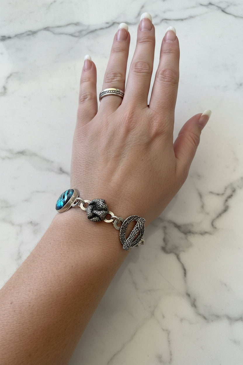 Artisan-Made Silver & Dichroic Glass Bracelet