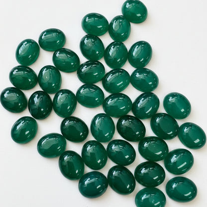 Green Agate Oval Cabochon Pack of 38
