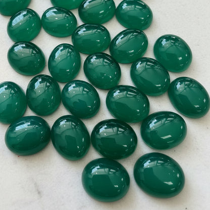 Green Agate Oval Cabochon Pack of 38