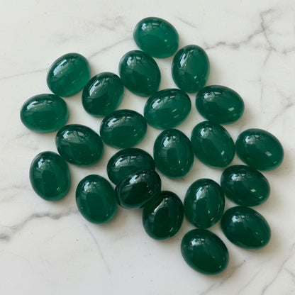 Green Agate Cabochons Oval Pack of 46