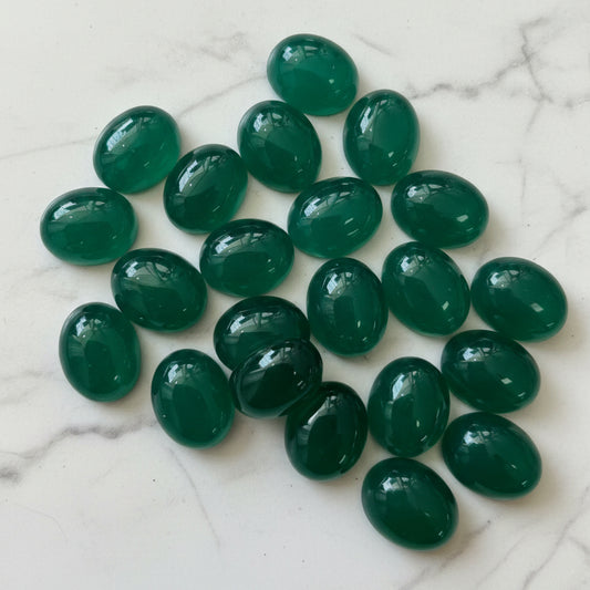 Green Agate Cabochons Oval Pack of 46