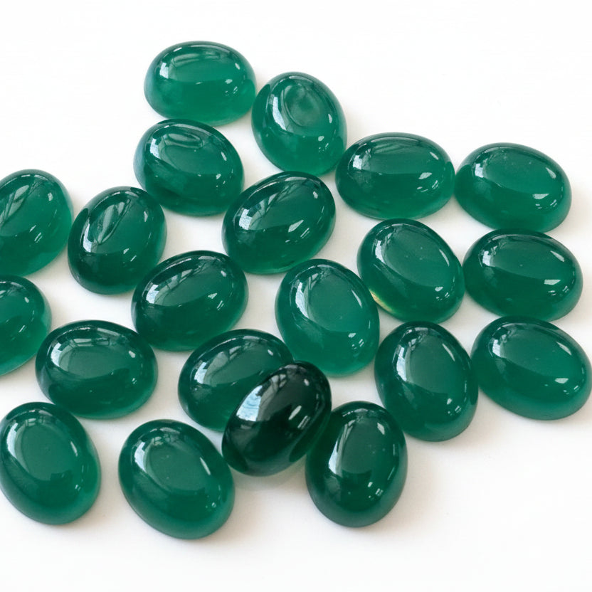 Green Agate Cabochons Oval Pack of 46
