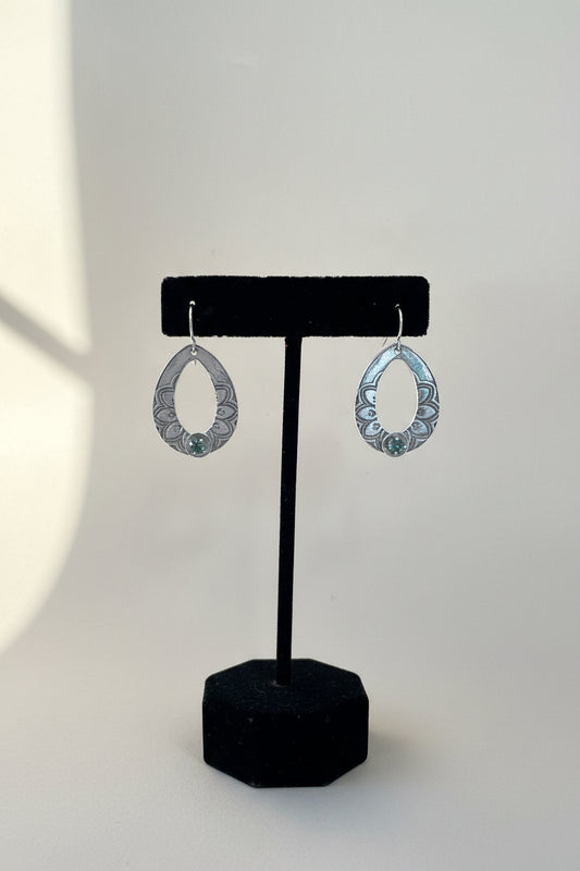Artisan-Made Fine Silver Earrings with Green Montana Sapphires