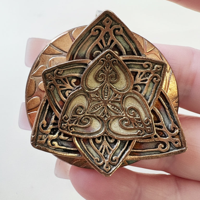 Artisan-Made Red Bronze Bracelet with 3D design and texture