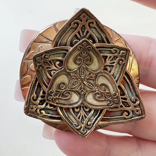 Artisan-Made Red Bronze Bracelet with 3D design and texture