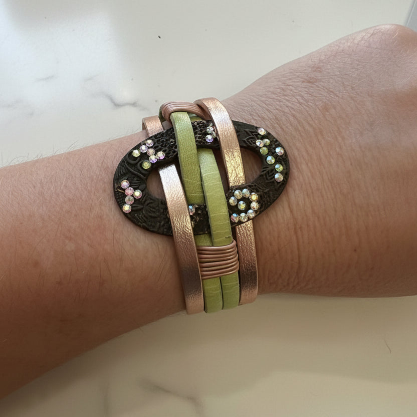 Artisan Copper Metal Clay Statement Bracelet