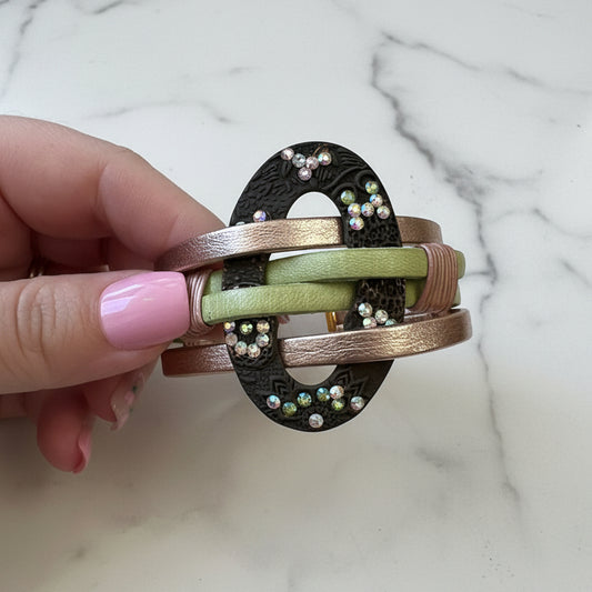 Artisan Copper Metal Clay Statement Bracelet