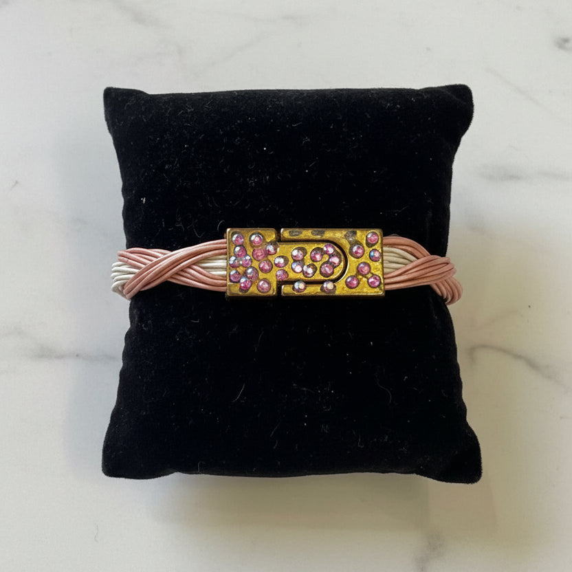 Artisan Statement Bracelet with Pink Crystal Accents
