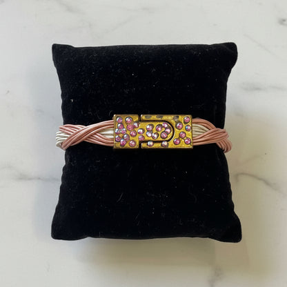 Artisan Statement Bracelet with Pink Crystal Accents