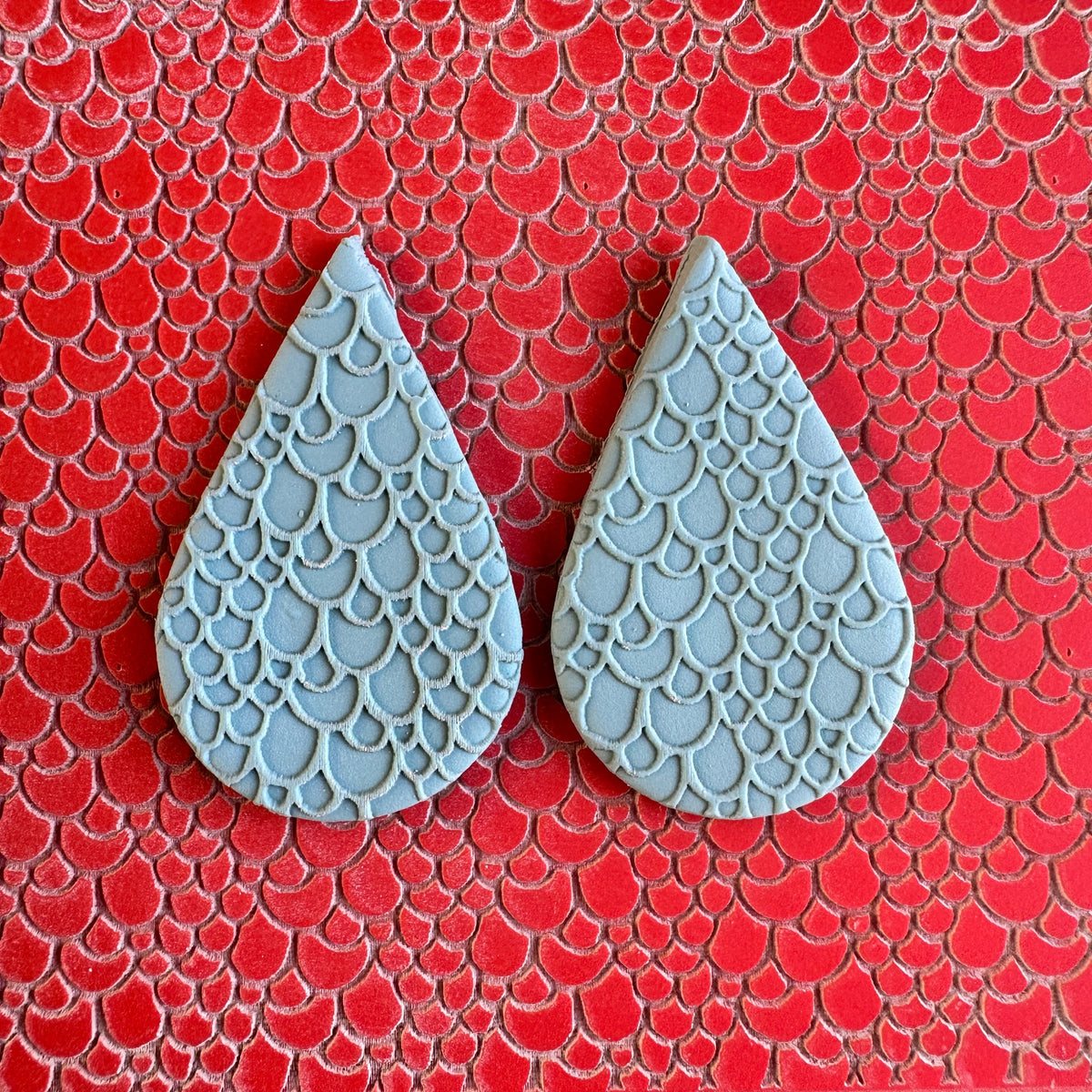 Rainbow Trout Fish Scales Snakeskin polymer clay rubber stamp texture sheet card making - Clay Revolution