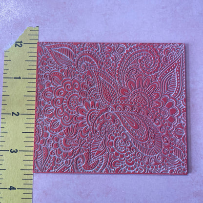 Paisley Garden Texture Mat rubber Stamp for polymer clay paper Gelli plate and resin ZIA zentangle inspired