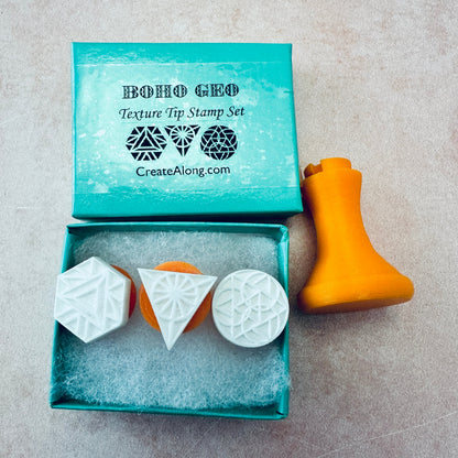 Boho Geo Texture Tips mini clay stamps | geometric small stamping designs