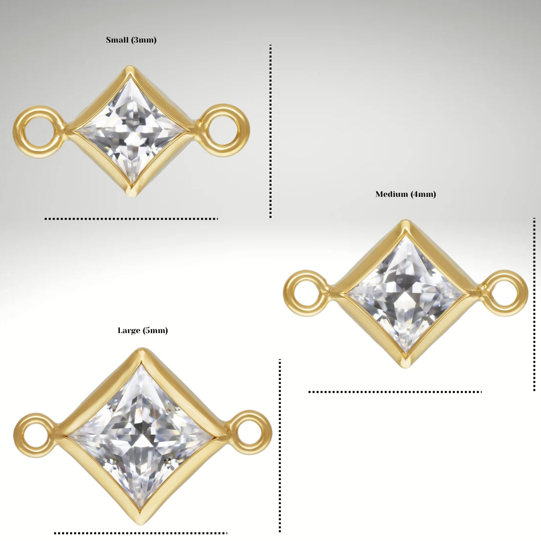 Gold-Filled Diamond Bezel CZ Connectors for Permanent Jewelry