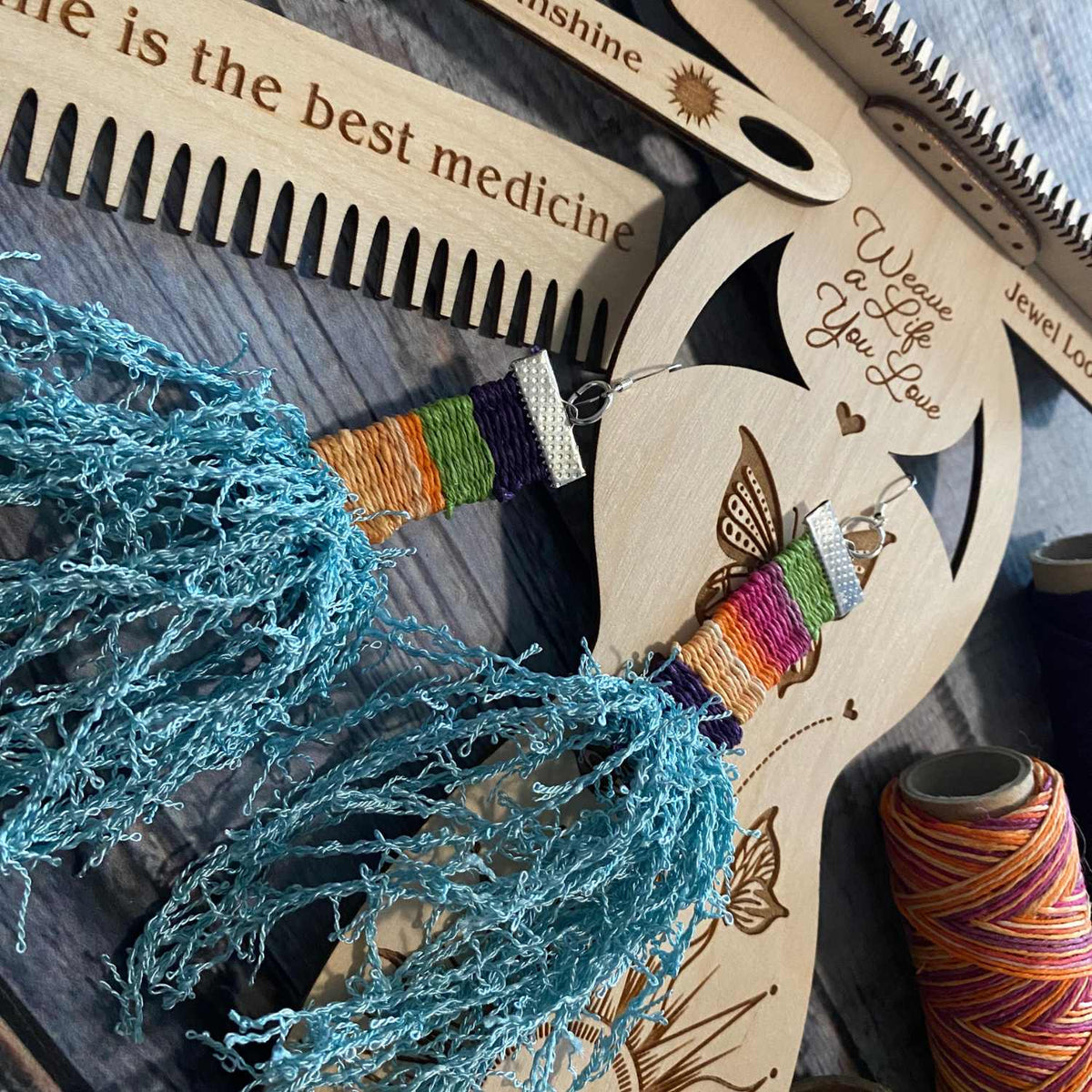 Jewel Loom Wood Bead Loom Weaving Loom Kit Small Sun Weaver 5" x 9.75"