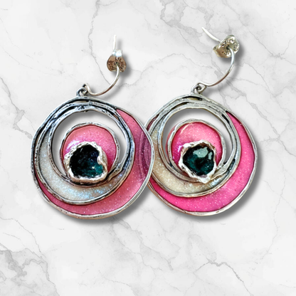 Artisan-Made Sterling Silver and Resin Earrings