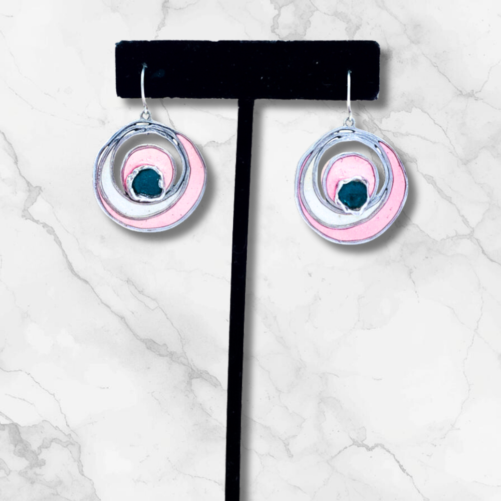 Artisan-Made Sterling Silver and Resin Earrings