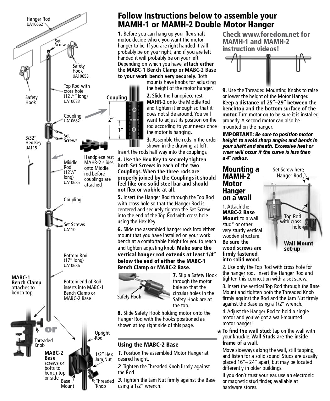 Double Motor Hanger with Mounting Clamp - Foredom - Clay Revolution