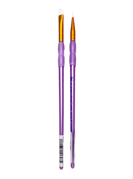 Crafter's Choice White Taklon Angular & Liner Brush Set - ClayRevolution